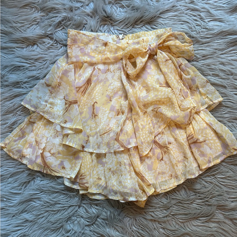 Hello Molly Yellow Floral Tiered Skort with Bow